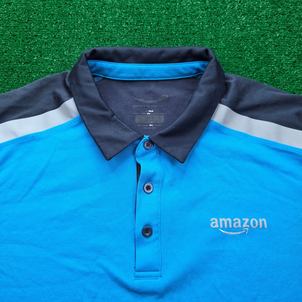 Amazon Polo Shirt Mens XL Blue Employee Uniform Work Long Sleeve - Picture 2 of 7